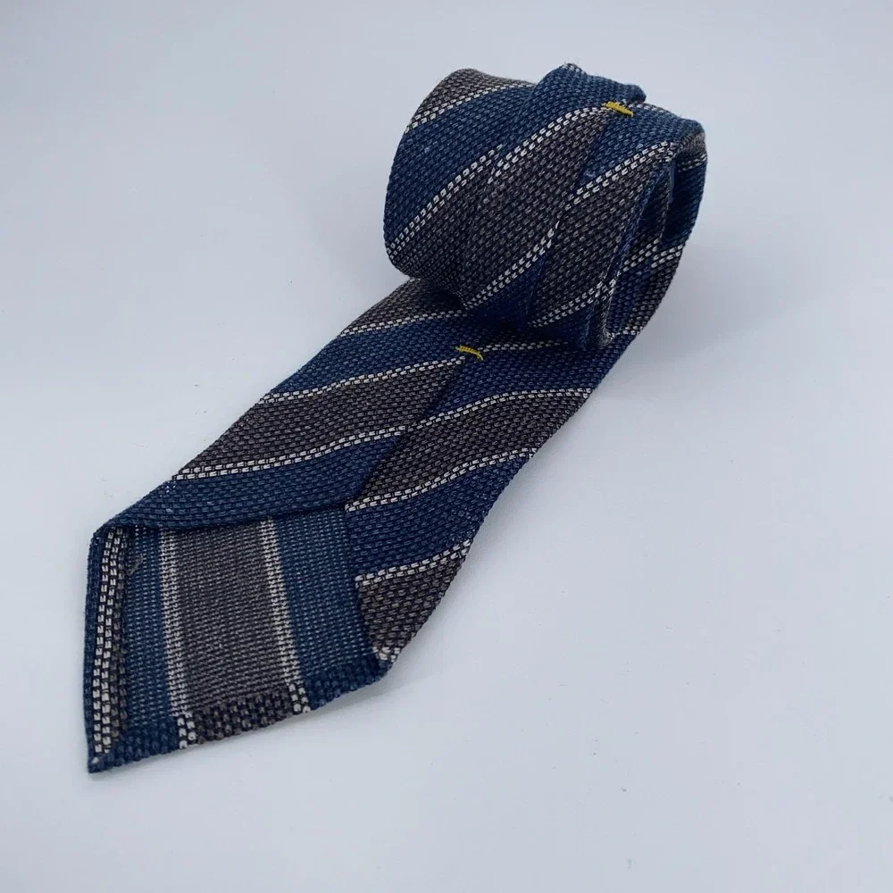Eton Tie Mens One Size Multi Striped Linen Classic Luxury Necktie Made in Italy